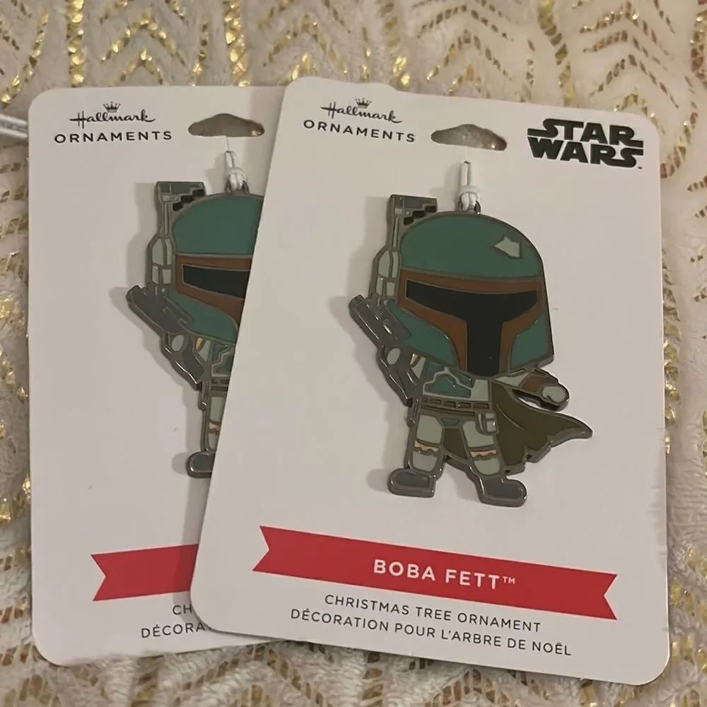 2x mandalorian star wars bobaโfett metal ornamwnt hallmark
